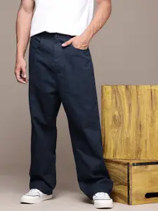 The Roadster Life Co. Men Pure Cotton Baggy Fit Chinos Trousers