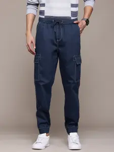 The Roadster Lifestyle Co. Men Relaxed Fit Pure Cotton Cargo-Style Joggers