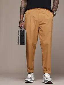 The Roadster Life Co. Men Pure Cotton Checked Relaxed Loose Fit Pleated Trousers