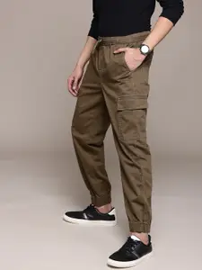 The Roadster Lifestyle Co. Men Relaxed Fit Pure Cotton Cargo-Style Joggers