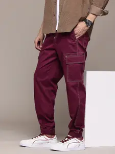 The Roadster Lifestyle Co. Men Relaxed Fit Pure Cotton Cargo-Style Joggers