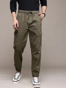 The Roadster Lifestyle Co. Men Relaxed Fit Pure Cotton Cargo-Style Joggers