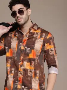 French Connection Slim Fit Abstract Printed Pure Cotton Casual Shirt