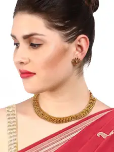 Adwitiya Collection Gold-Plated Necklace and Earrings