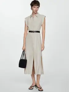 MANGO Shirt Midi Dress with Belt