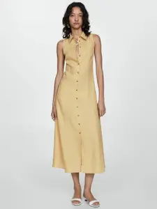 MANGO Linen Shirt Midi Dress