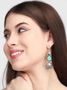 Anvik Silver-Plated Stones Studded Dome Shaped Jhumkas