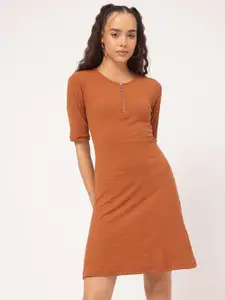 DressBerry Ribbed Reverie Fit & Flare Mini Dress