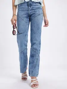 DressBerry Women Regular Fit Faded Panelled Jeans
