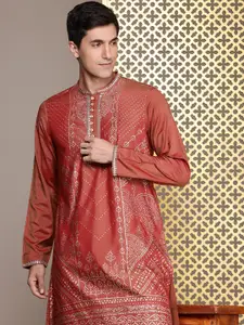 House of Pataudi Jashn Ethnic Motifs Indie Printed Sequinned Kurta