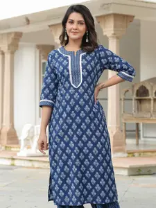 Aramya Ethnic Motifs Printed Cotton Straight Kurta