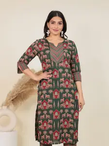 Aramya Abstract Printed Notch Neck Straight Kurta