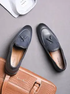LOUIS STITCH Men Prussian Blue Formal Slip-On Tassel Mocassin Shoes