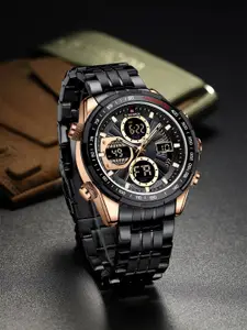 Naviforce Men Dial & Stainless Steel Bracelet Style Straps Analogue Multi Function Watch NF9197S RGBB