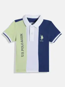 U.S. Polo Assn. Kids Boys Colourblocked Polo Collar Pure Cotton T-shirt