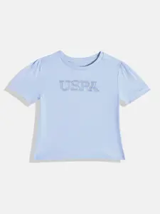U.S. Polo Assn. Kids Sequinned Brand Logo Pure Cotton T-shirt