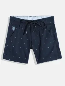 U.S. Polo Assn. Kids Boys Typography Printed Pure Cotton Shorts