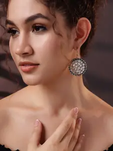 PANASH Silver Plated solitaire Stone Studded Drop Earrings