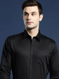 Hancock Men Slim Fit Opaque Cotton Satin Formal Shirt