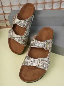 MOZAFIA Women Printed Open Toe Flats