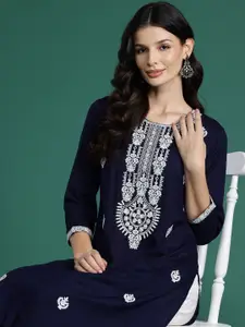 Indo Era Ethnic Motifs Embroidered Thread Work Kurta