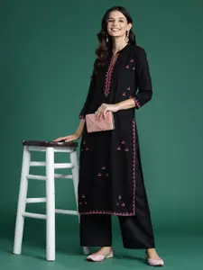 Indo Era Women Ethnic Motifs Kutch Embroidered Thread Work Kurta