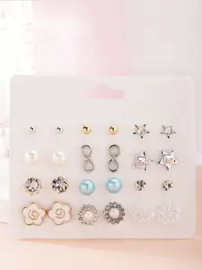 Bohey by KARATCART Set Of 12 Contemporary Studs