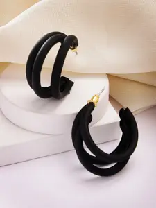 Bohey by KARATCART Gold-Plated Contemporary Half Hoop Earrings
