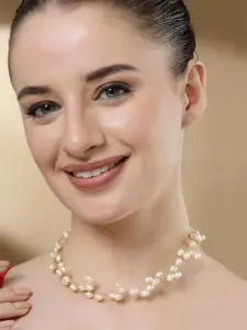 Bohey by KARATCART Gold-Plated Pearl Beaded Layered Necklace