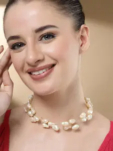 Bohey by KARATCART Gold-Plated Pearls Beaded Layered Necklace