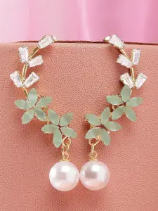 Bohey by KARATCART Gold Plated Contemporary Cubic Zirconia Studded Ear Cuffs