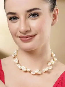 Bohey by KARATCART Gold-Plated Pearl Beaded Layered Necklace