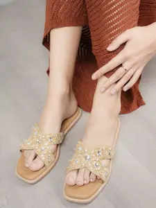 Anouk Women Ethnic Embellished Open Toe Flats