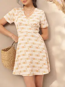 DressBerry Geometric Printed Mini Empire A-Line Dress