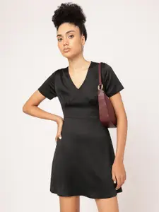 DressBerry Satin Finish A-Line Mini Dress