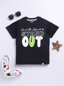 Happy Faces Boys Pure Cotton Typography Printed T-shirt