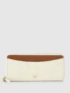 Hidesign Women Lilac Animal Textured Leather Zip Around Wallet