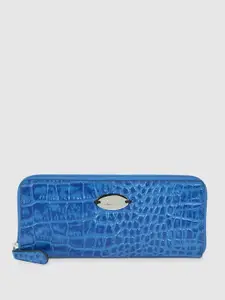 Hidesign Women MACKENZIE Croc Textured Leather Zip Around Wallet