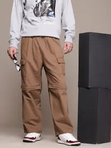 The Roadster Life Co. Men Pure Cotton Baggy Loose Fit Convertible Cargos Trousers