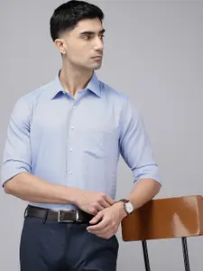 Van Heusen Pure Cotton Self Design Slim Fit Opaque Formal Shirt