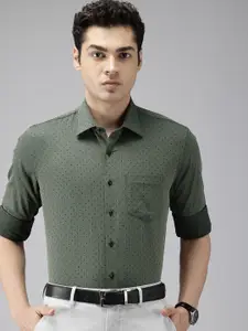 Van Heusen Pure Cotton Self-Design Textured Slim Fit Formal Shirt