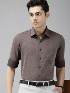 Van Heusen Pure Cotton Self-Design Textured Slim Fit Formal Shirt