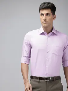 Van Heusen Pure Cotton Self Design Textured Slim Fit Opaque Formal Shirt