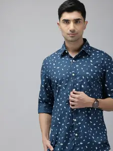 Van Heusen Sport Pure Cotton Slim Fit Tropical Printed Casual Shirt