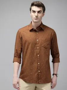 Van Heusen Sport Slim Fit Opaque Geometric Printed Pure Cotton Casual Shirt