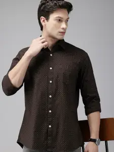 Van Heusen Sport Pure Cotton Slim Fit Opaque Micro Ditsy Printed Casual Shirt