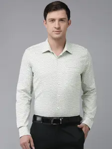 Van Heusen Slim Fit Geometric Self Design Pure Cotton Formal Shirt