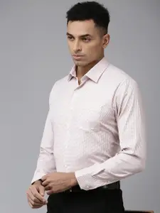 Van Heusen Pure Cotton Slim Fit Opaque Self Design Textured Formal Shirt