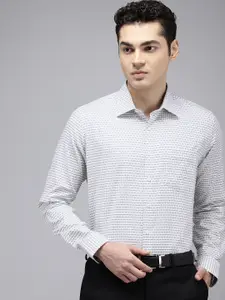Van Heusen Slim Fit Geometric Self Designed Pure Cotton Formal Shirt