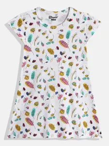 Eteenz Girls Floral Printed Cap Sleeves Pure Cotton A-Line Dress